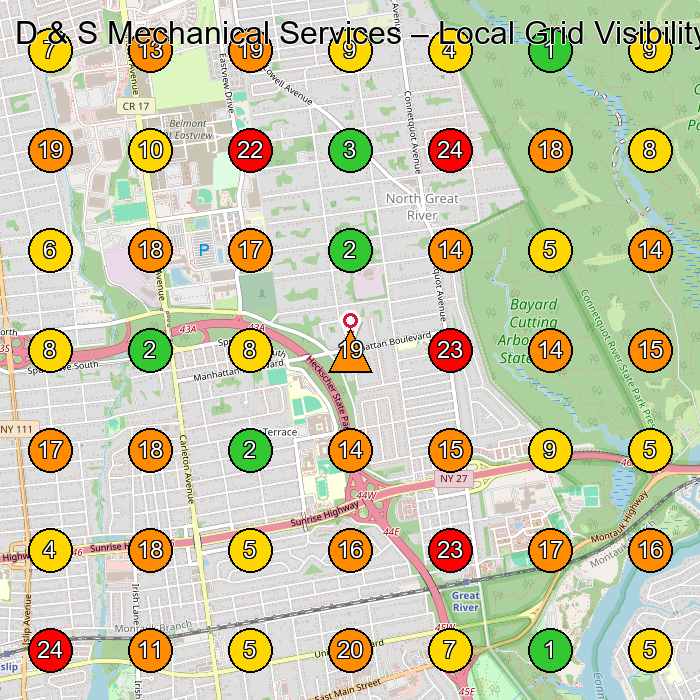 D & S Mechanical Services Hvac Contractor GeoGrid ranking map for None